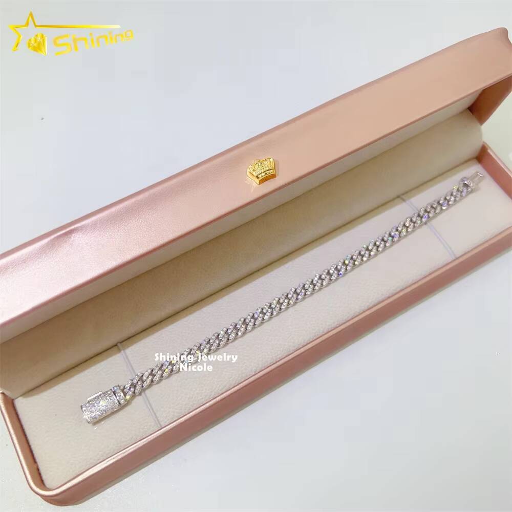 Wholesale Price Pass Diamond Tester 6mm Cuban Link Chain 925 Sterling Silver Moissanite Cuban Bracelets
