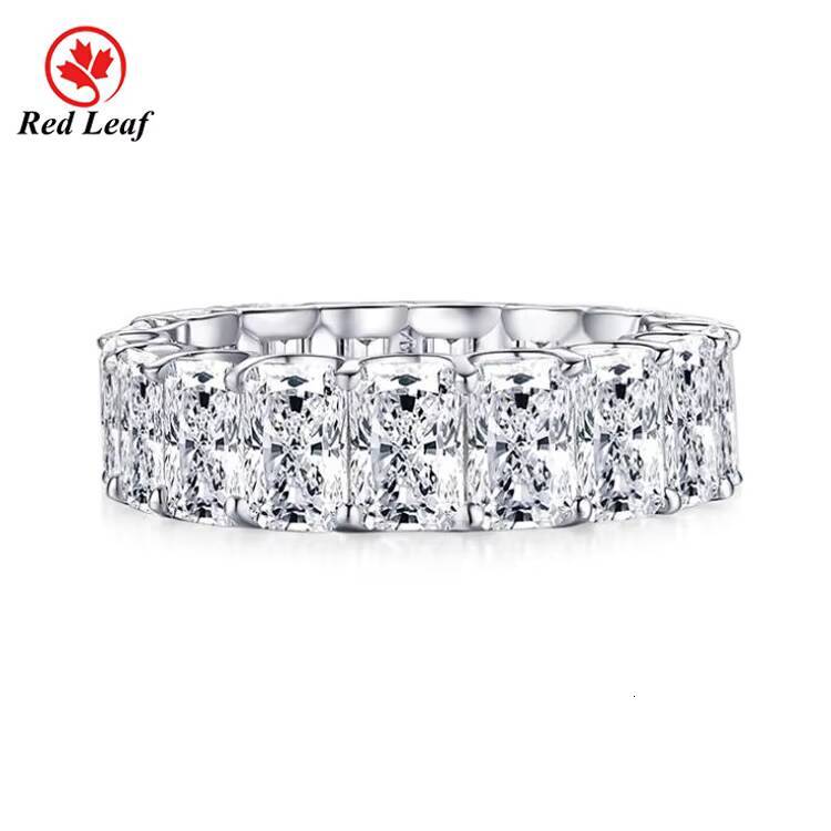 Redleaf Jewelry Shaped Moissanite Emerald Cut Moissanite Rings Design Geometric Full Pave Moissanite Rings Custom Silver CLASSIC
