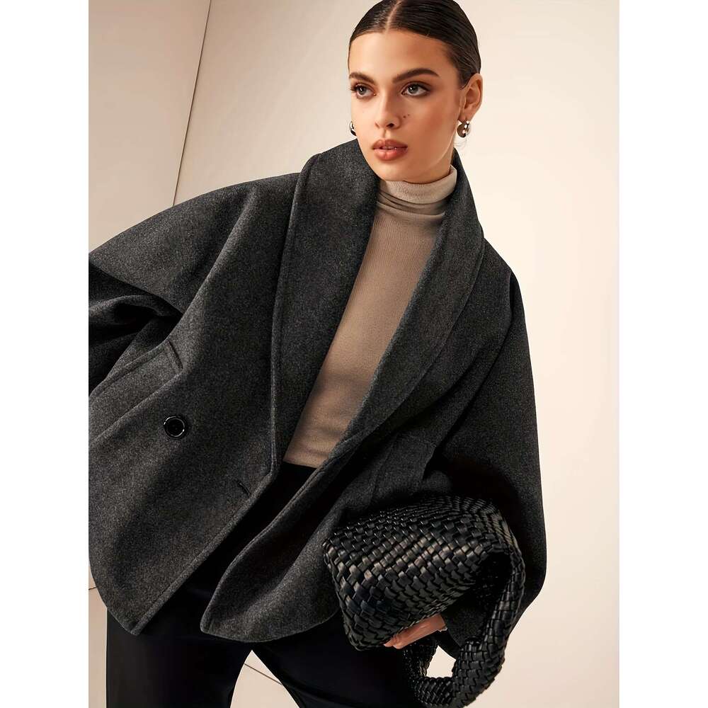 Women S Minimalist French Tweed Coat Elegant Dual Row Buttons Structured Shouldered Long Sleeves Hine Washable Office Formal Everyday Chic Sophisticat