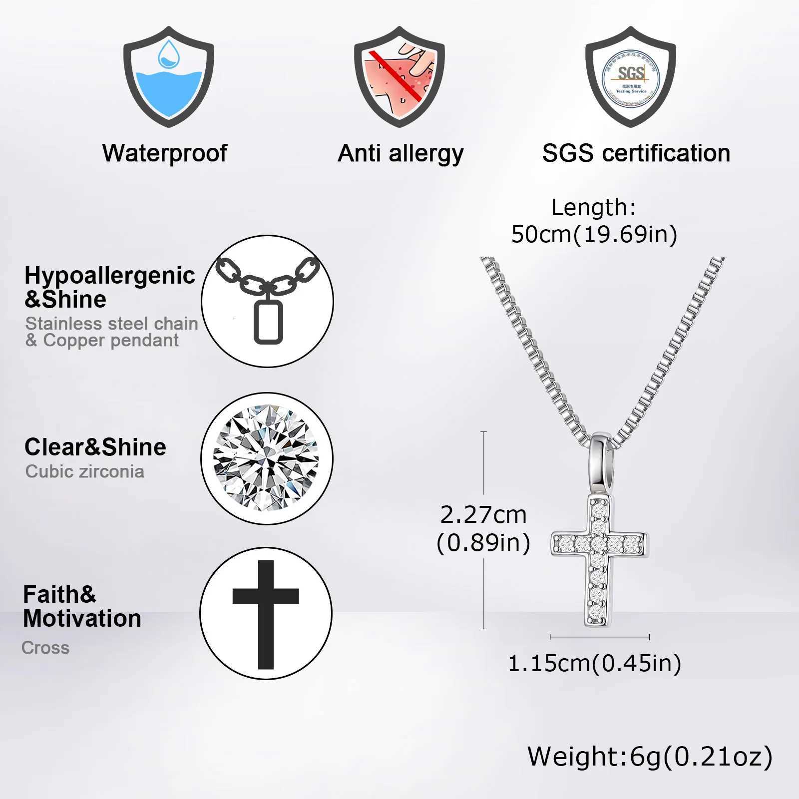 Punk Small Cross Necklace for Men BoysHip Hop Pendant Necklace with 50cm Stainless Steel Square Box Chain GiftsXJ251030