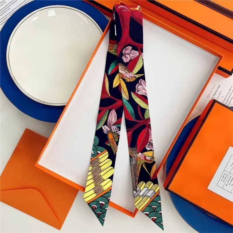 100 Silk High Quality Luxury Brand Scarf Women Headband Hair Band Foulard Tie Ribbon Neckerchief Skinny Scarves AccessoriesW251029