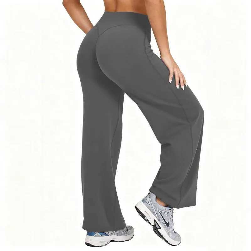 Women Plus Size Yoga Wideleg Pants High Waist Stretchy Solid Color Leggings Naked Feel Run Pilates Sports StraightLeg Pants J251030