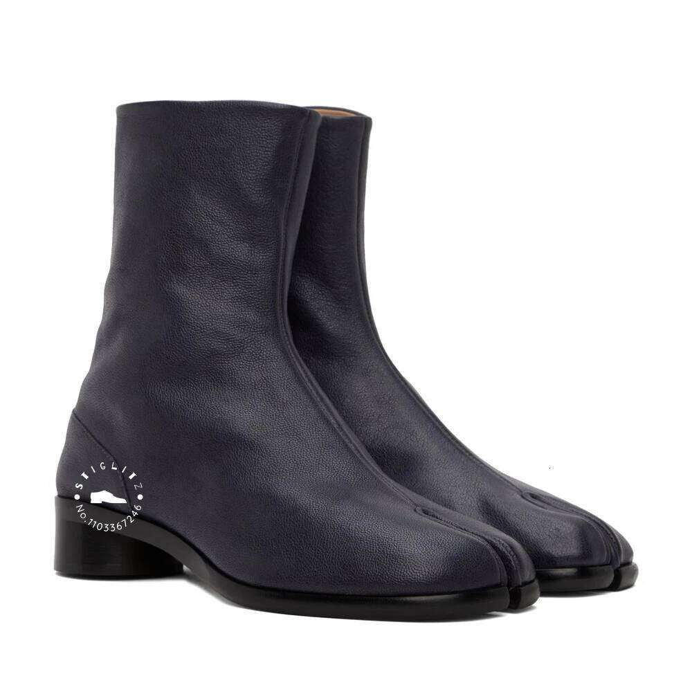 Multicolor Concise Tabi Booties Buckle Ankle Cylindrical High Heeled Men's Boots Handmade Men Shoes Classic Designer Style