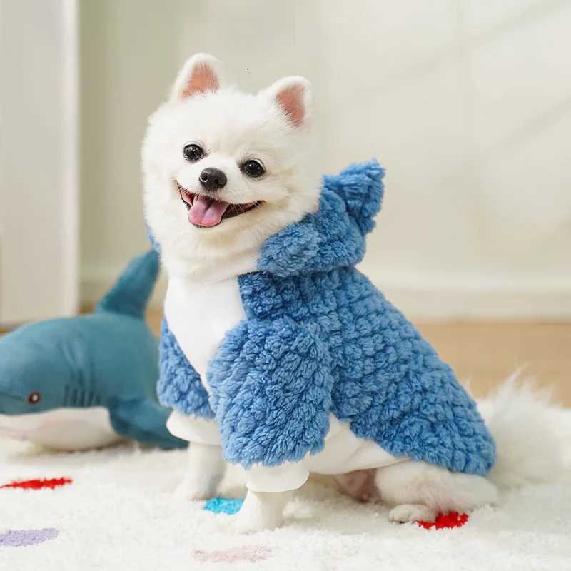 Funny Dog Costume Puppy Warm Hoodie Winter Dog Clothes Shark Cosplay Fleece Clothing Dachshund Bichon Chihuahua Coats Pullovers C251030