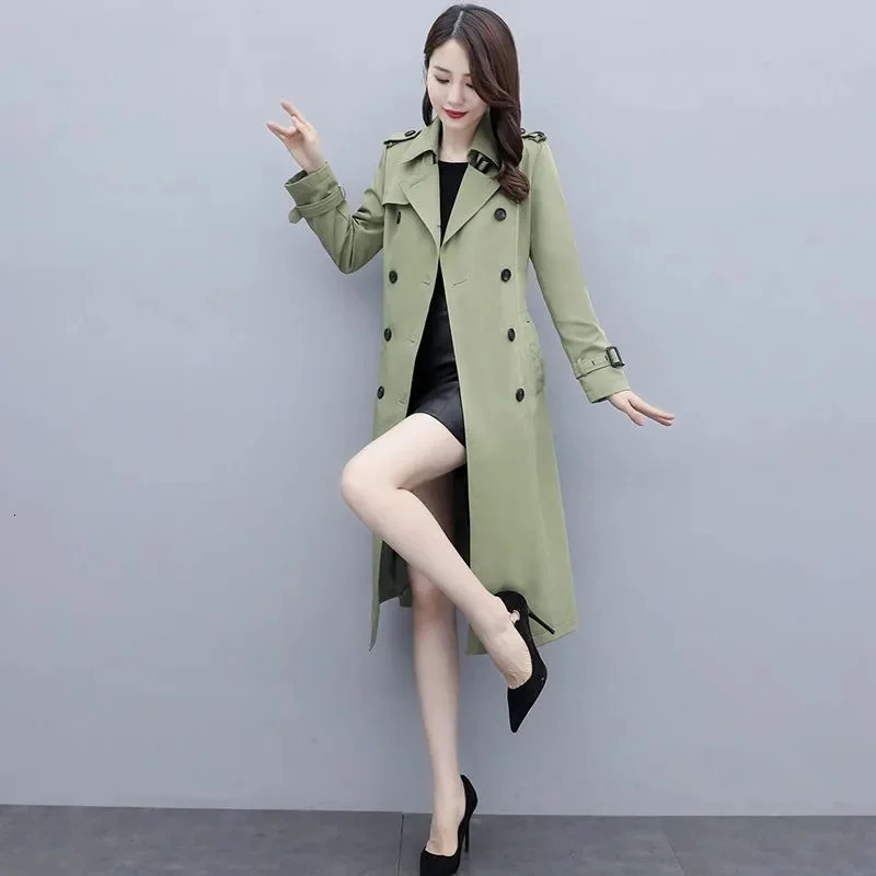 Womens Spring Autumn Jackets Coats 2025 Korean Elegant Lady Windbreakers Double Breasted Streetwear Trench Female Outerwear 251029