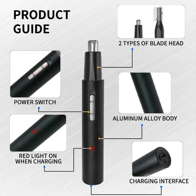 Electric Hair Trimmer for Nose Men Painless Rechargeable Sideburns Eyebrows Beard 3 in 1 Hair Clipper Shaver M251030