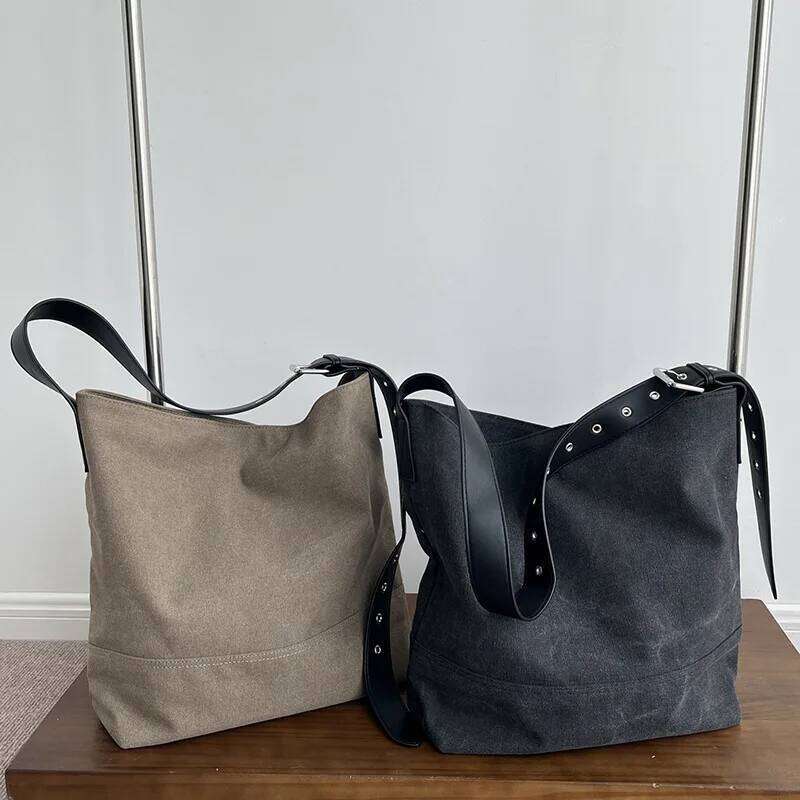 Designer bag 52 Oversized Canvas Bucket Bag - Fall Retro Shoulder Tote for Women, Underarm Commuter Hobo & Multi-Way Carry Purse