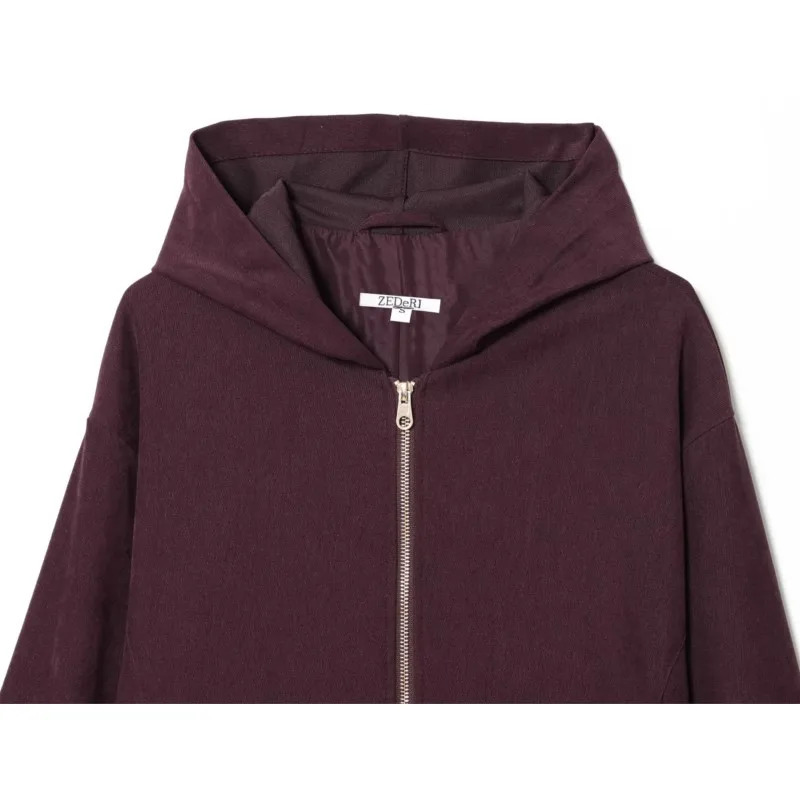 NERHEFZ Women Wide Leg Pants Set Hooded Zipper Pocket Bomber Jacket Drawstring High Waist Trousers Two Piece Set Women Outfits 251029