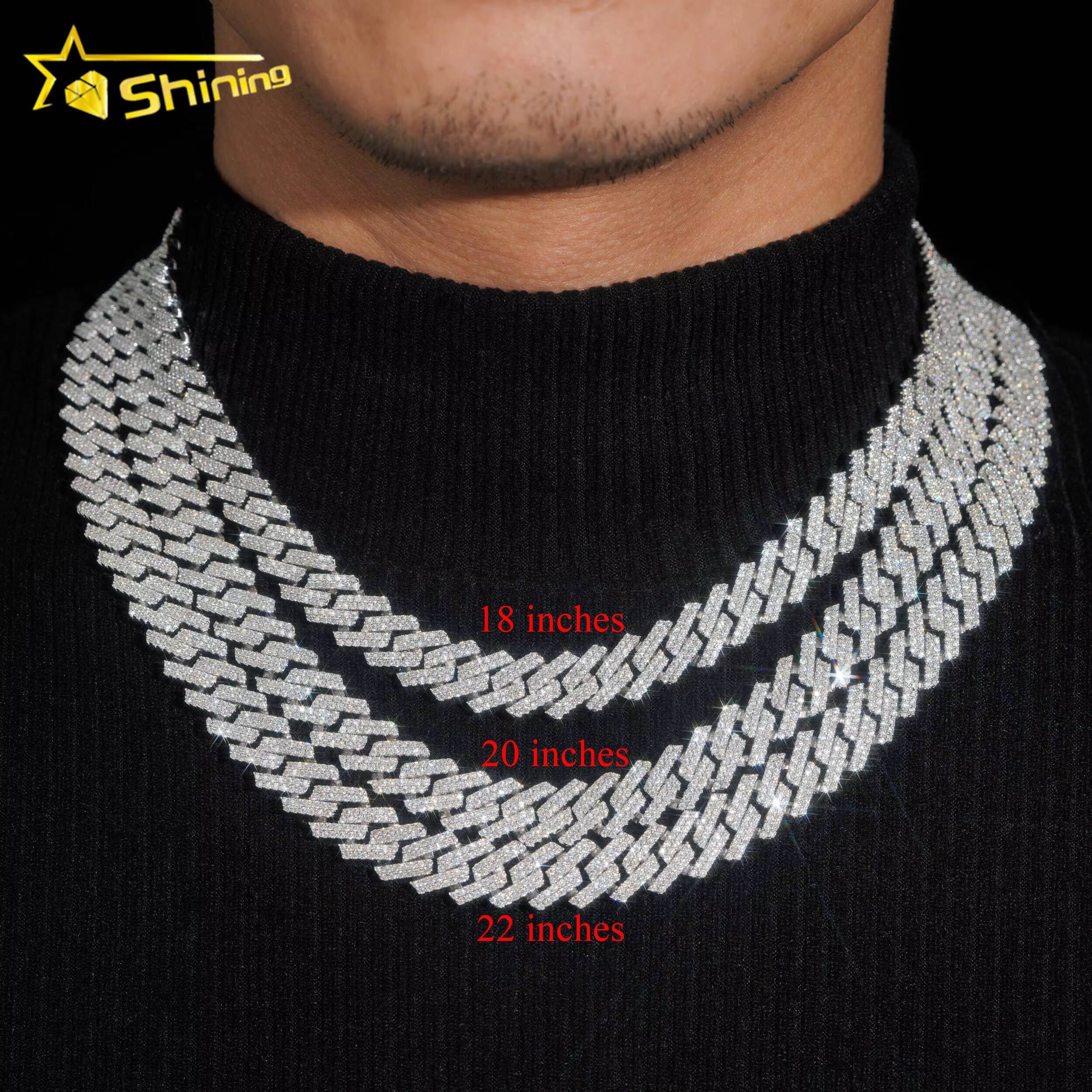 Fast Shipping 12mm Chain 925 Sterling Silver Gold Plated Hip Hop VVS D Color Moissanite Cuban Link Chain