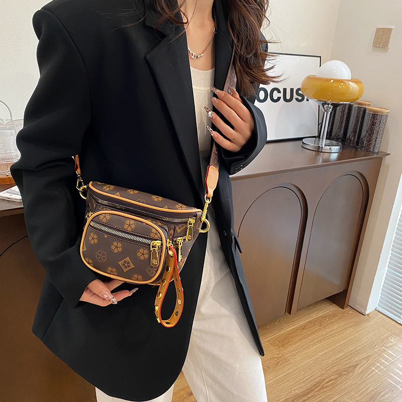 Senior All Kinds Of Cross-Body Bag Retro Old Flower Pu Trend Chest Bag Fashion Shoulder Bag 2025