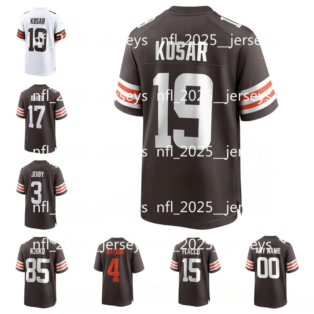 NFL Browns Shedeur Sanders Quinshon Judkins Myles Garrett Joe Flacco Nick Chubb David Njoku Bernie Kosar Jarvis Landry Jerry Jeudy Joe Thomas Custom Football Jersey