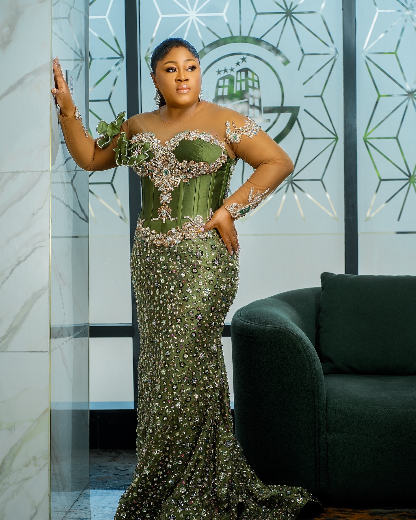 Olive Green Mermaid Prom Dresses 2026 Appliques Crystals Beaded Evening Formal Party Second Birthday Engagement Gowns Plus Size Dress For Special Occa