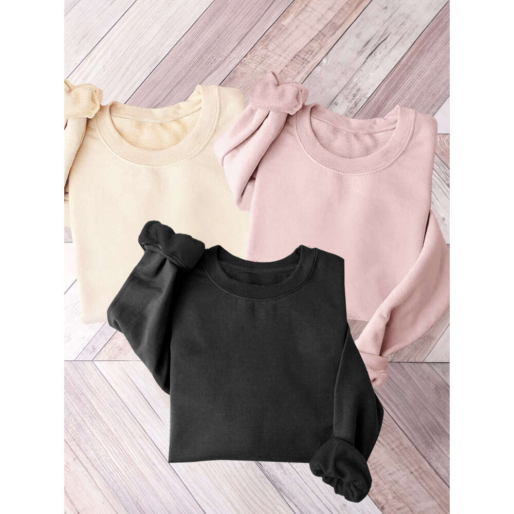 Pcs Solid Color Sweatshirt Crew Neck Casual Sweatshirt For Fall Spring Women S Clothing