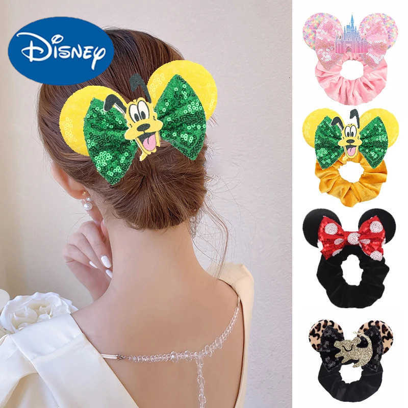 Disney Ears Hair Scrunchies Velvet Hairbands For Girls Sequins Bows Headband Women Trip DIY Accessories Minnie Mouse Party Decor H251030