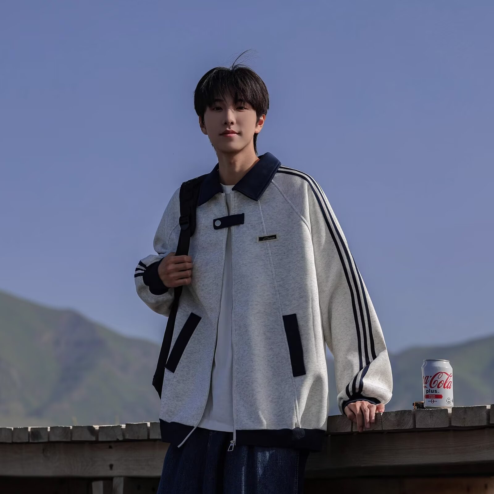 Three Stripes Color Block Turn-down Collar Sweatshirt Men's 2025 Spring Autumn New American Style Designer Coat Trendy Loose Casual Jacket