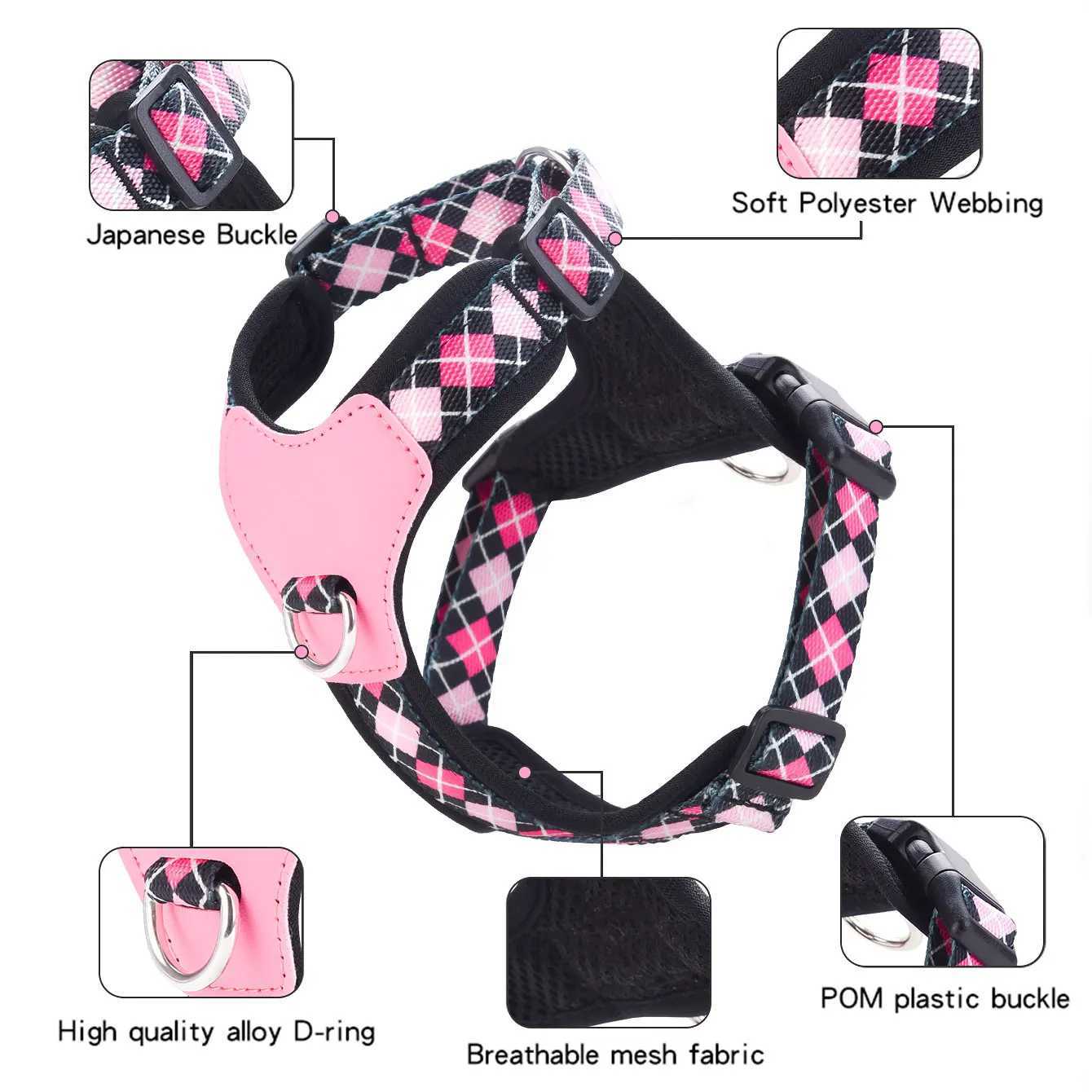 HP357Printed ribbon Pet Dog Harness J251129