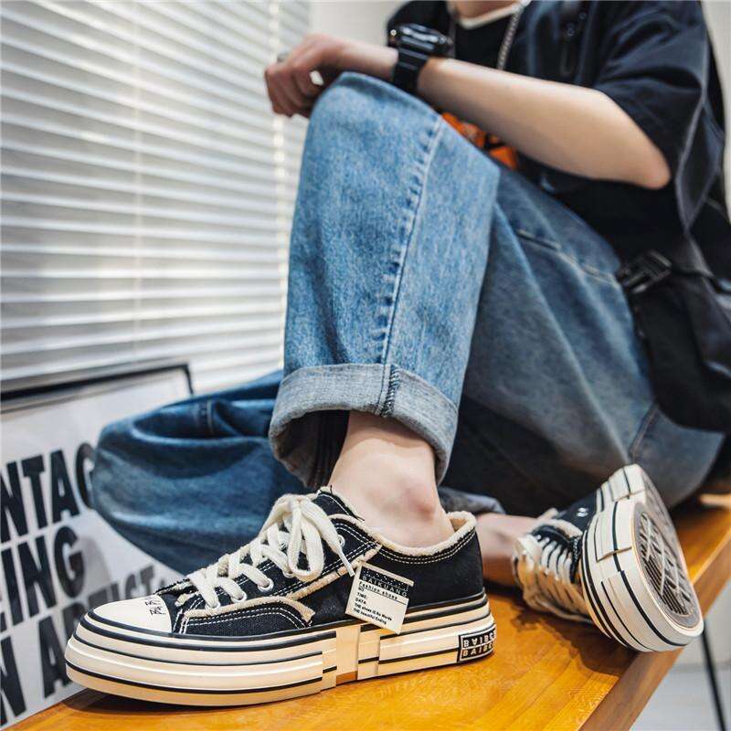 Niche Trend 2025 Beggar Canvas Couple Height Increasing Casual Shoes Autumn Thick Sole Sneakers Men