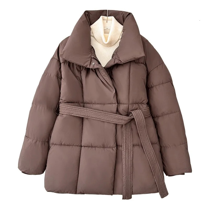 Autumn Winter Warm Cotton Jacket Women 2025 Fashion Loose Casual Cotton Coat StandUp Collar Pure Colour Outerwear Female 251030