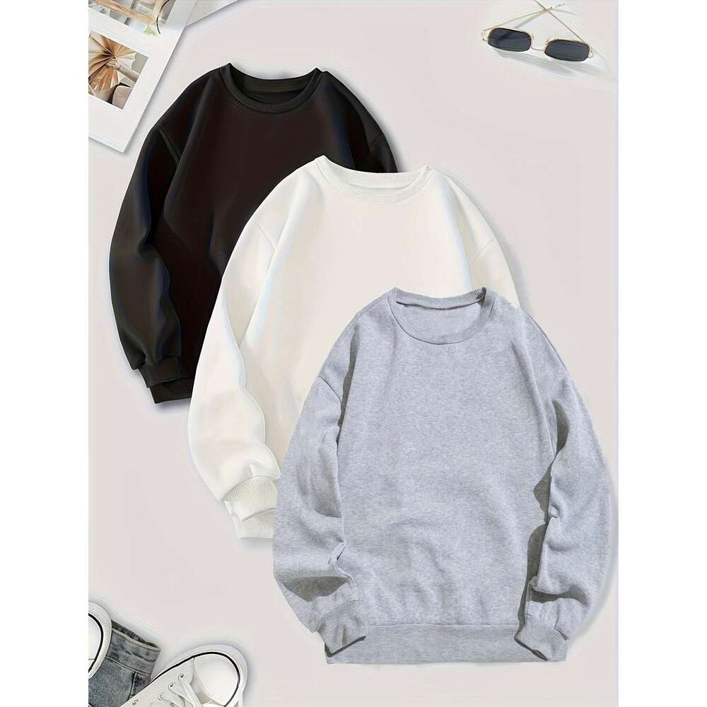 Packs Mixed Color Pullover Sweatshirts Casual Long Sleeve Crew Neck Sweatshirt Women S Clothing
