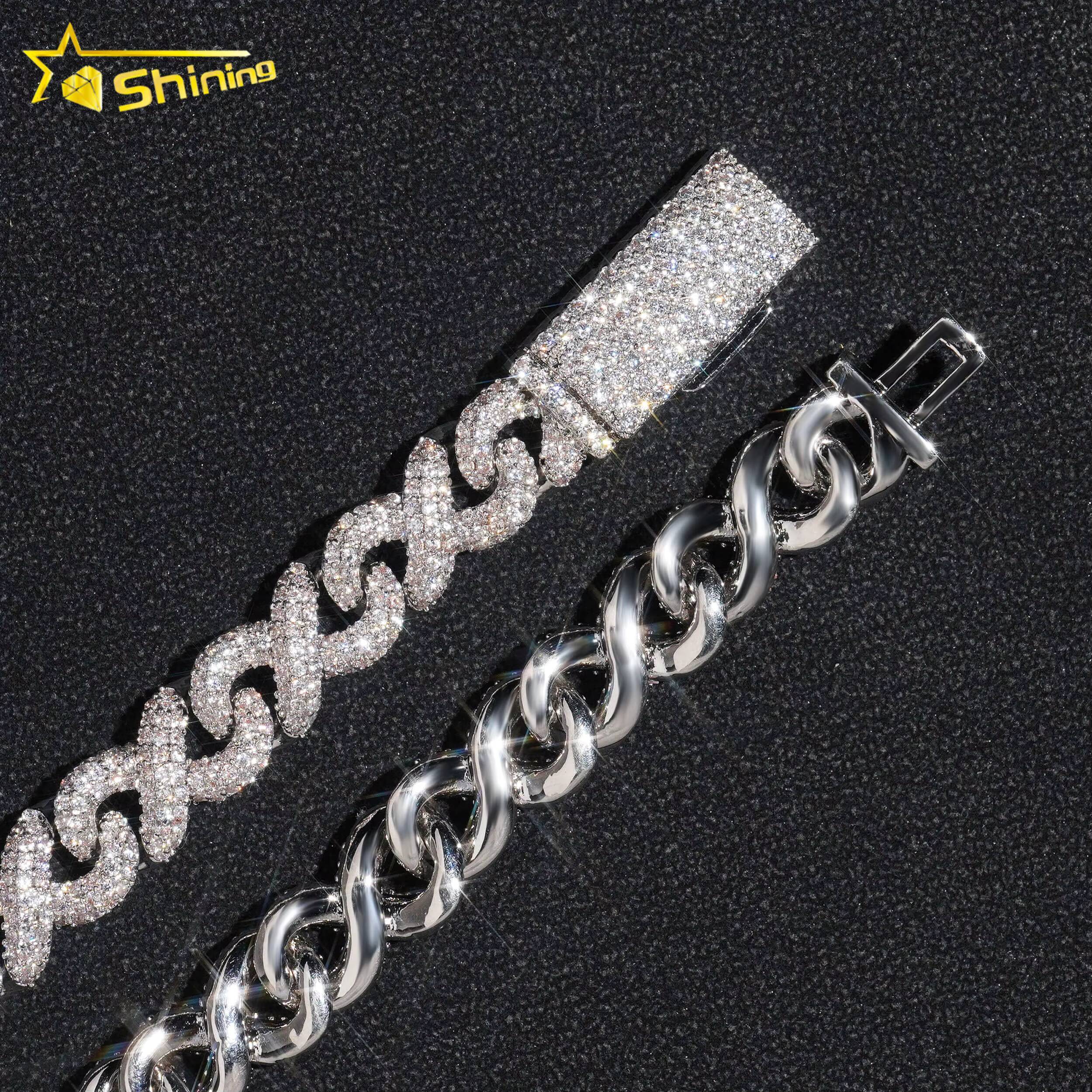 Sterling Silver Necklace Moissanite Cuban Chain S925 Gold Plated GRA Diamond Iced Out Link Chain for Men