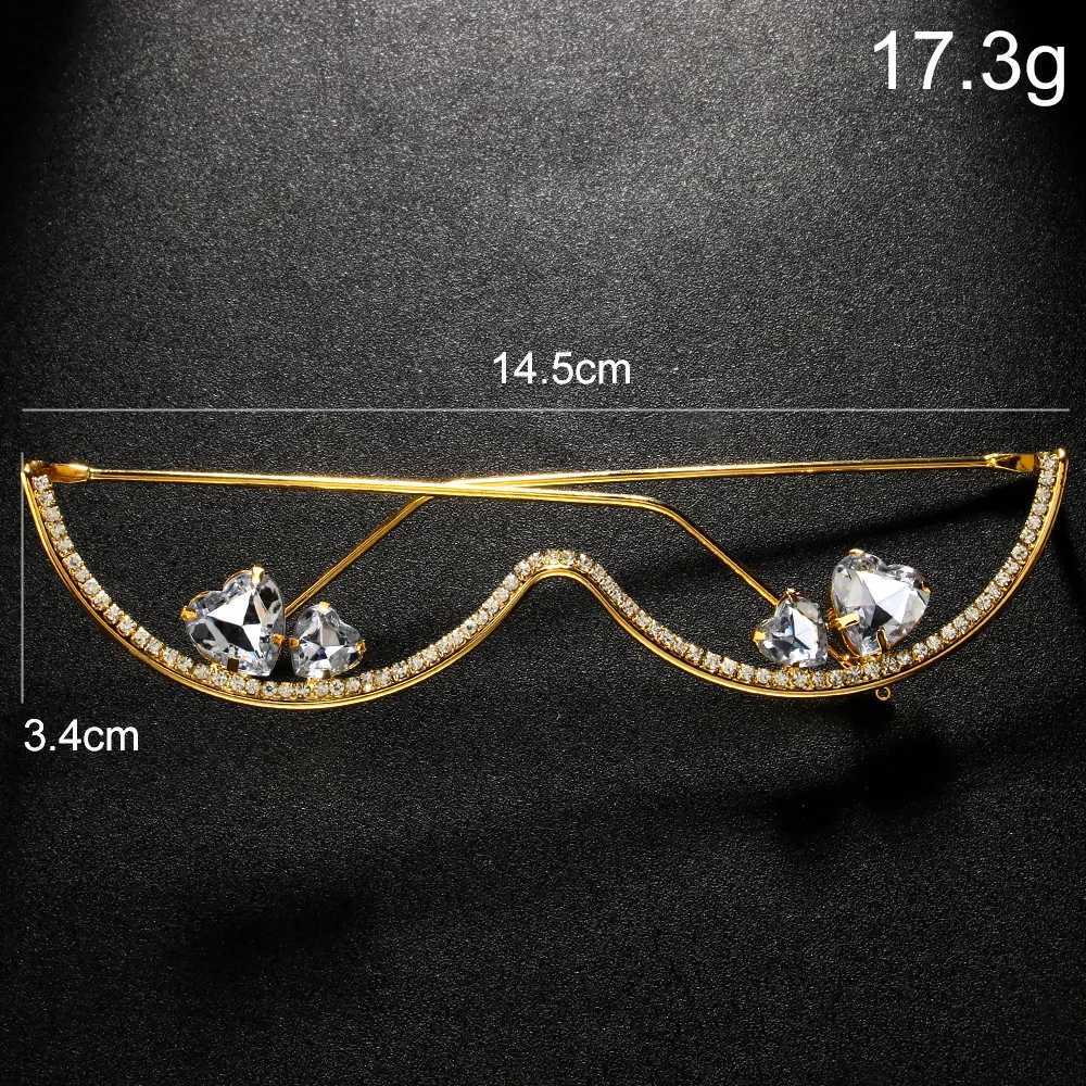 Fashion Double Heart Glasses Frames Rhinestone Designer Luxury 2024 Face Accessories Jewelry for Cosplays Y2k Dance for WomenW251029
