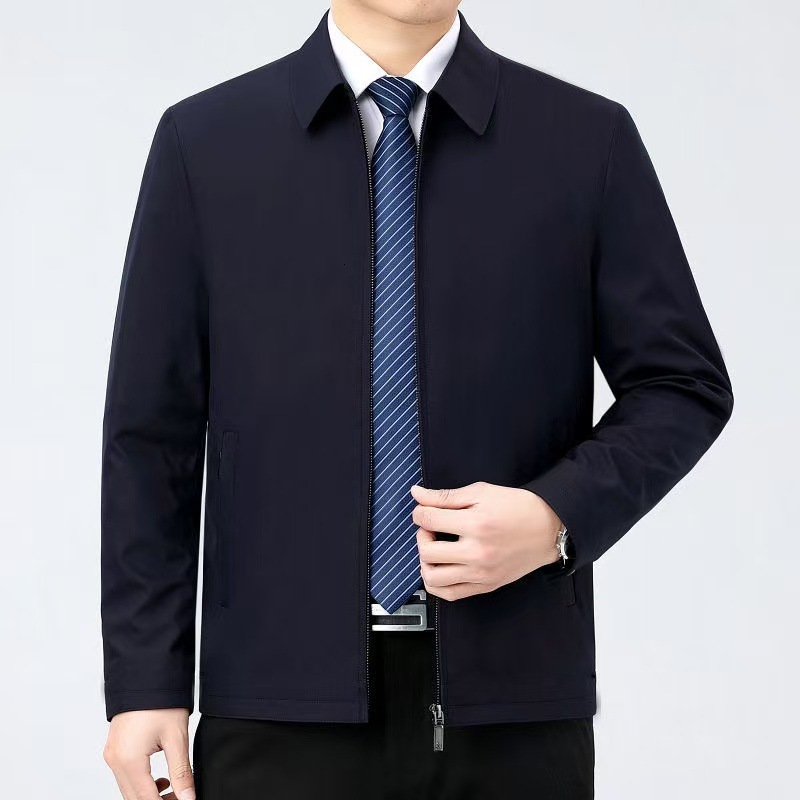 High-end Business Spring And Autumn Men's Casual Jacket For Middle-aged And Young Men Stand Designer Coat Collar Long Sleeve New Dad's Top