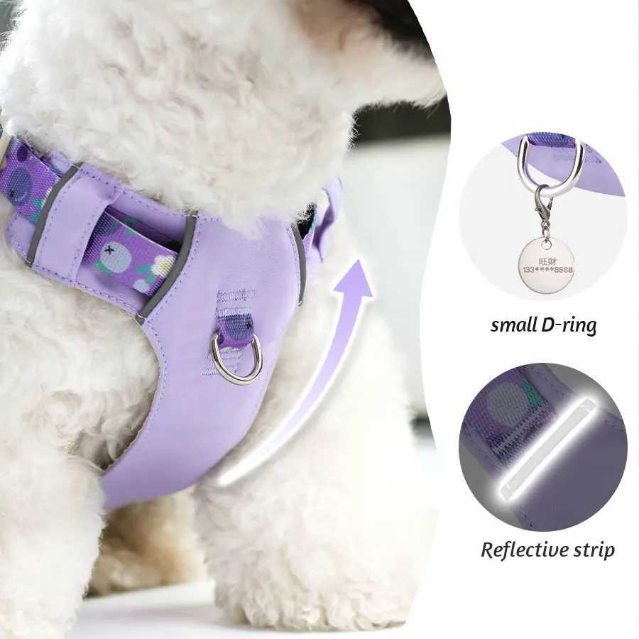 HP583Lightweight pet adjustable harness Thin dualsided fabric pretty printed nylon webbing suit for chest of 1342 inch83 J251129