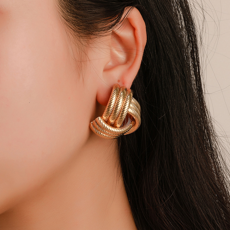 New Exaggerated Earrings Geometric Cross Alloy Pattern Studs Fashion Creative Accessories