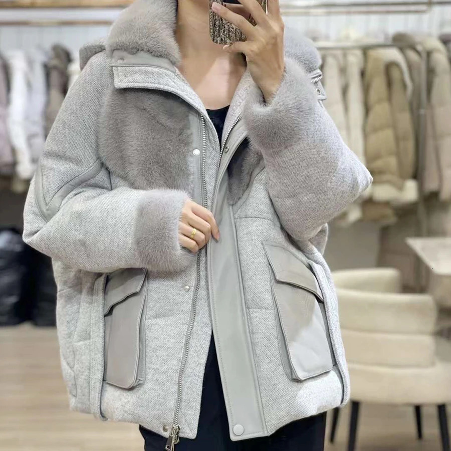 Cashmere Mink Fur Down Coat Fur Coat With Hood Womens Winter Jacket Cropped Goose Down Jacket Arrivals 251023