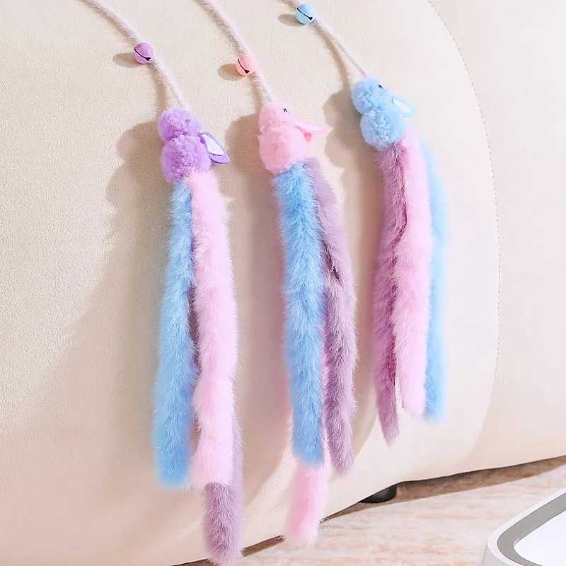Cat Toys Plush Tassel Cats Teaser Stick Wool Rabbit Cat Toys Interactive Cute Sticks Cats Toy with Bell Kitten Toy Pet Supplies S251029