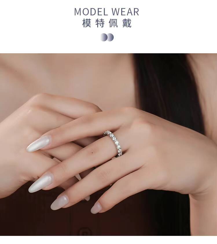 Luxury Dainty 925 Sterling Silver Round Full Moissanite Engagement Rings for Women for Wedding