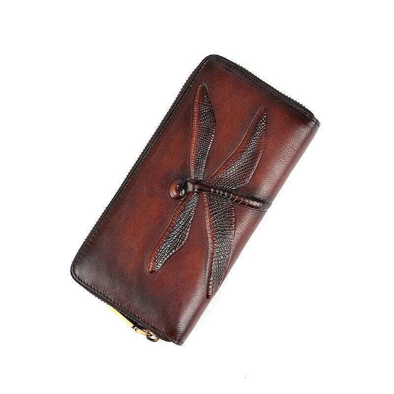 2025 Vintage Hot Sale Long Wallet Cowhide Leather Women's Clutch Wallets Money Clip Card Holders Coin Purses Large