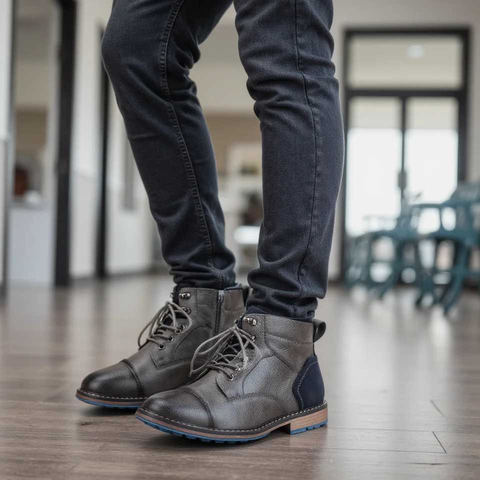 Size 713 Ankle Boots For Men Mens Leather boots Brand Boot for men AL605 Z251029