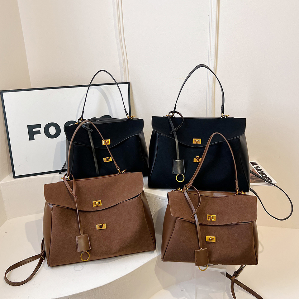 New retro women's suede leather bag, new commuting shoulder bag, crossbody bag, suede leather handbag, trendy luxury designer bag