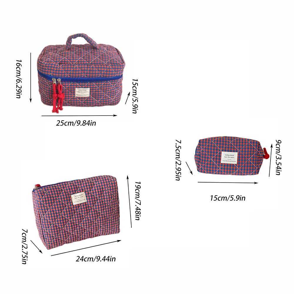 3 Bags Set Fashion Women Classic Cosmetic Bag Large Capacity Toiletry Makeup Organizer Pouch Ladies Zipper Quilted Bag J251115