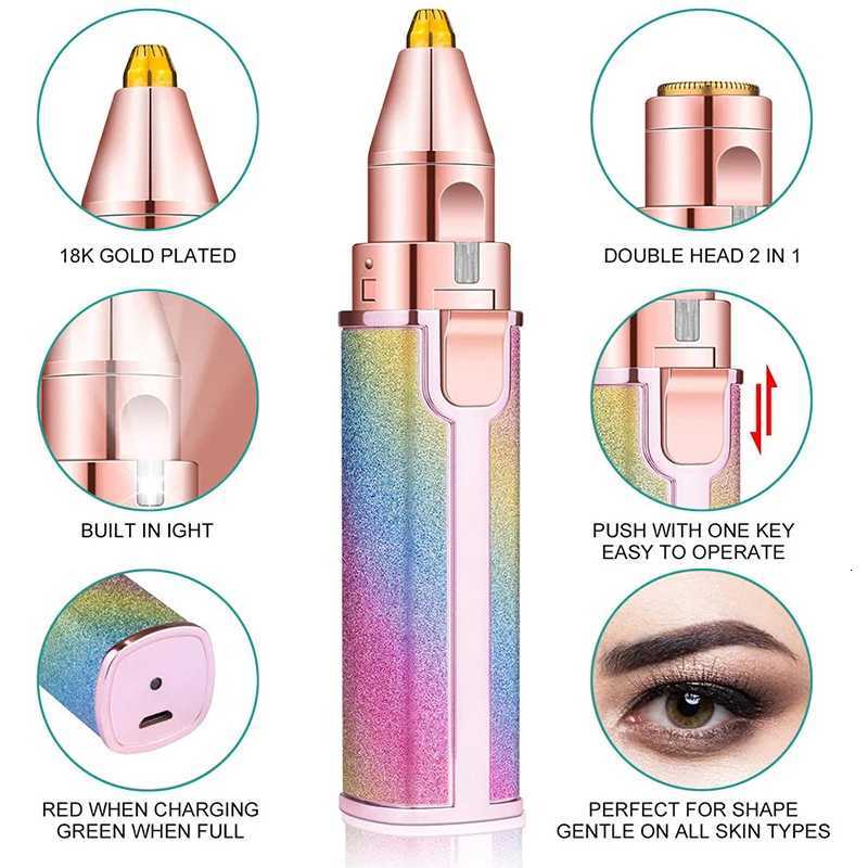 2 in 1 Rechargeable Electric Eyebrow Trimmer Lady Shaver Women Epilator Facial Hair Remover Pen Size Female Hair Shaving Razor M251030