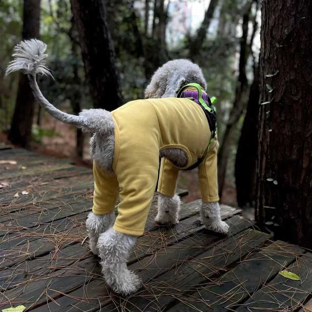 Warm Yellow Fleece Sweater for Bedlington Terrier Soft 4legged HighNeck Sweatshirt Windproof Winter Coat for Small Mid Dog C251030