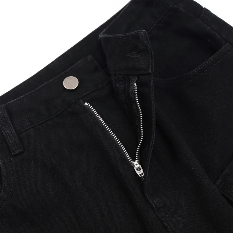 Womens jeans 2025 Winter low waisted slim fit wide leg pants pure cotton womens pants Retro ripped cargo pants Denim pants 251029