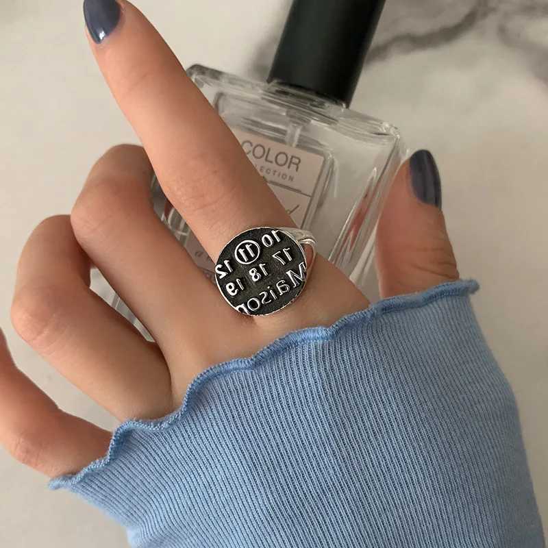 QMCOCO Trend Simple Silver Color Geometric Number Circular Ring Woman Creative Design Open Adjustable HeartShaped Wide RingW251030