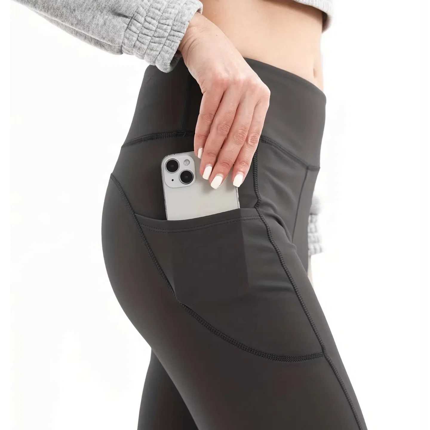 3Pcs Women FallWinter Slim Fleece Lined Wide Leg Yoga Pants High Waisted Elastic Sports Lounge Pockets Pure Color Exercise J251030