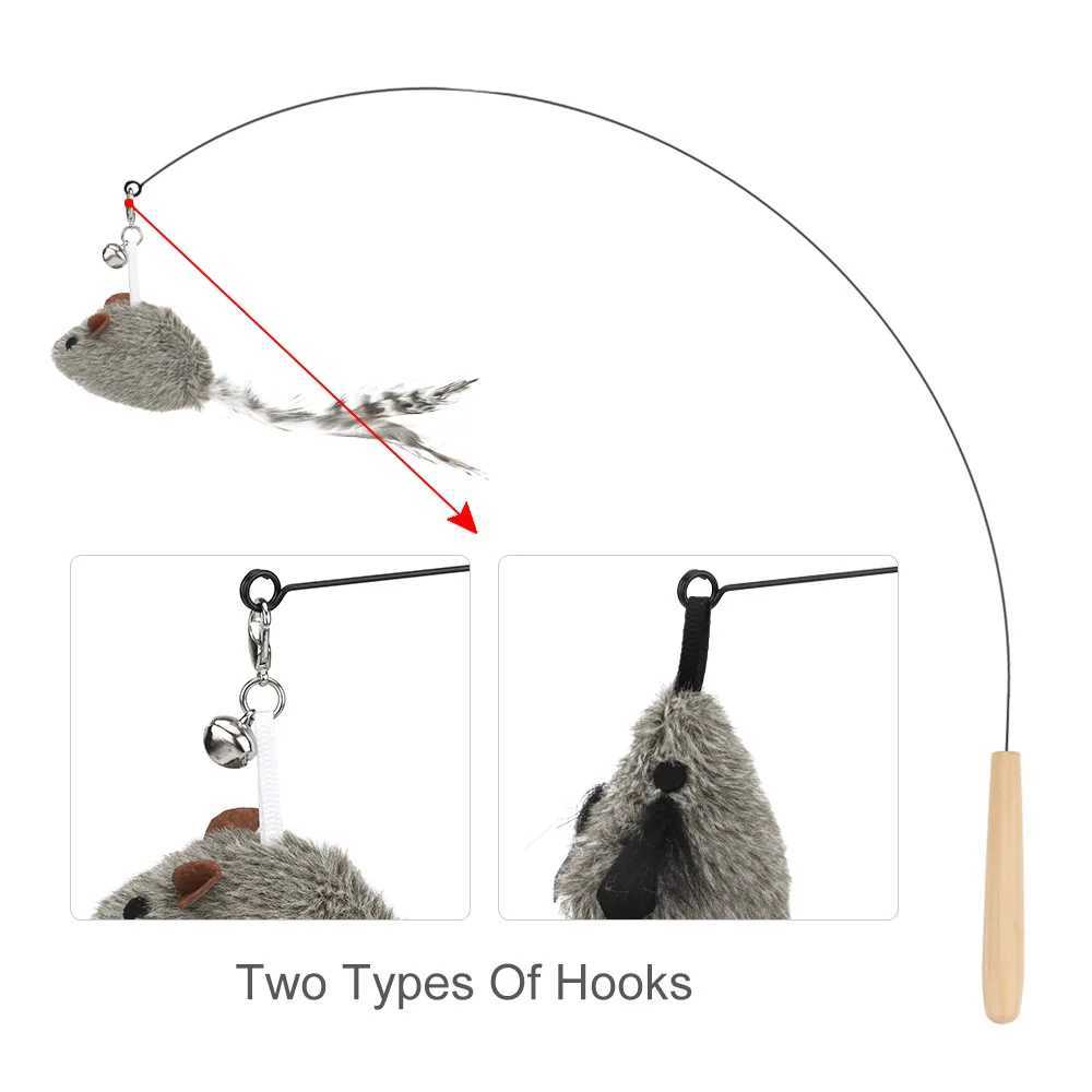 Accessories Mouse Replacement Head for Funny Cat Stick Toy Bell Cats Rod Teaser Kitten Feather Pet Toy S251029