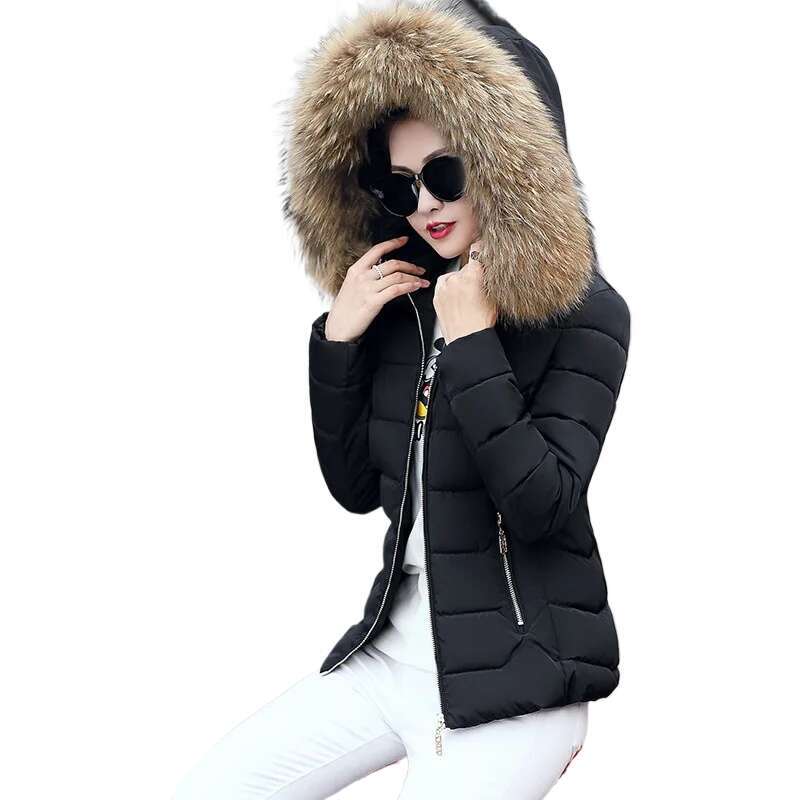 Faux Fur Women Down Clothes Womens Parkas Thicken Outerwear Hooded Winter Coat Female Jacket Cotton Padded