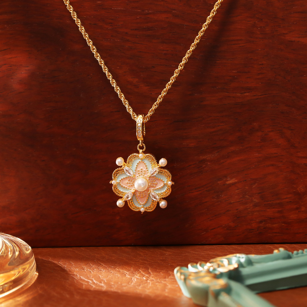 Enamel Oil Drop Pearl Necklace High-end Fashion Exquisite Collarbone Chain New Chinese Ancient Style Choker ddmynov