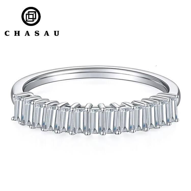10ct13pcs Emerald Cut D Color Moissanite Half Eternity Bands Ring 925 Sterling Silver Jewelry GRA Certificate