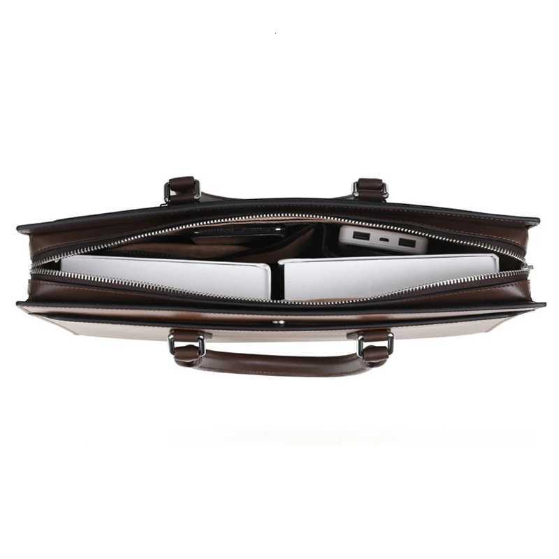 Top Layer Cowhide Genuine Leather Briefcase MenS Executive Designer Luxury Handbag Portable Shoder Business Laptop Bag Y251011