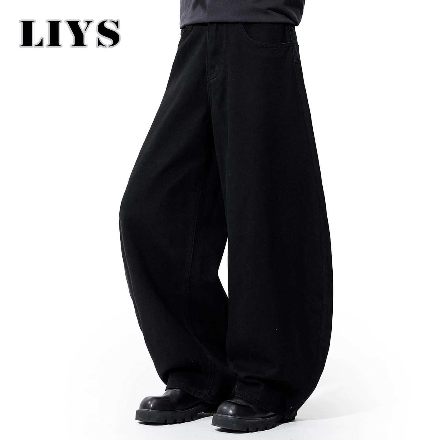 Autumn Mens Black Wide Leg Jeans Y2K Baggy Loose Fitting Denim Pants Man Solid Streetwear Loose Daily Casual Fashion Jeans J251030