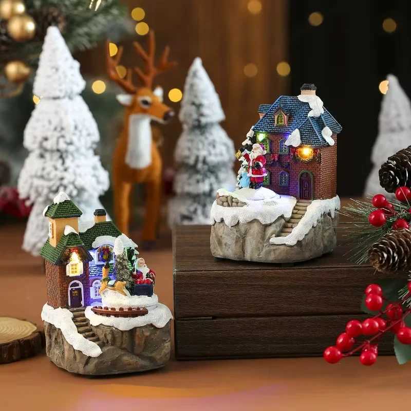 Santa Claus Snowman Hot Air Balloon Ornament Christmas Decorations Glowing LED Lights Bedside Table Ornament New Year Home Decor C251030