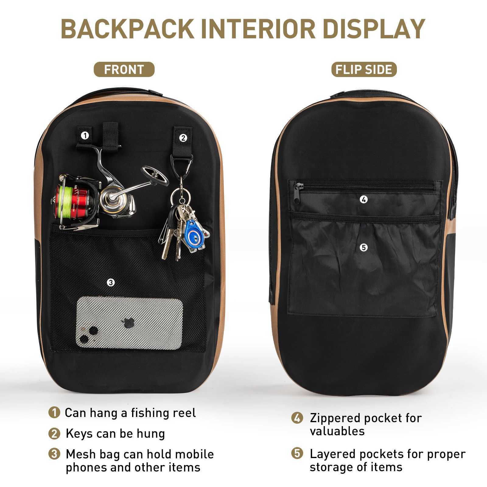 Waterproof Fishing Backpack Brown Multipurpose Fishing Tackle Bag Fishing Lures Storage Bags Outdoor Cycling Hiking Backpacks H251029