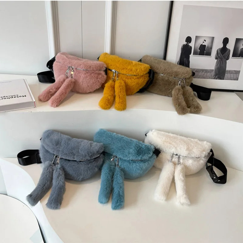 Faux Rabbit Fur Fanny Pack Women Plush Waist Bag Men Winter Bum Bag Female Travel Bum Hip Coins Phone Pouch Casual Chest Bag 251030