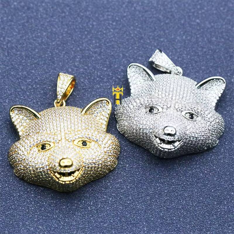 Hip Hop Round Cz Diamond Pendant Handmade Iced Out Charming Bearcat Animal Face Manufacturer Fine Jewelry